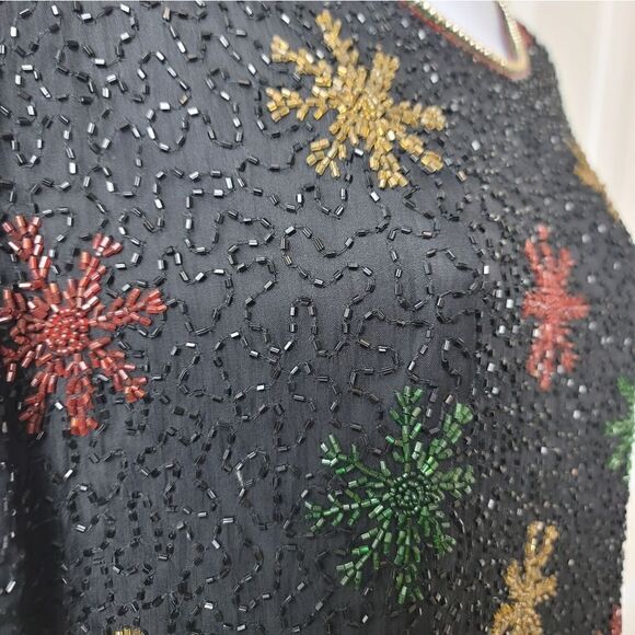 LAURENCE KAZAR Beaded Snowflake Blouse - Picture 3 of 11